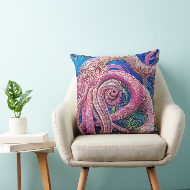 Pink Octopus Tentacles Cushion (Chair)