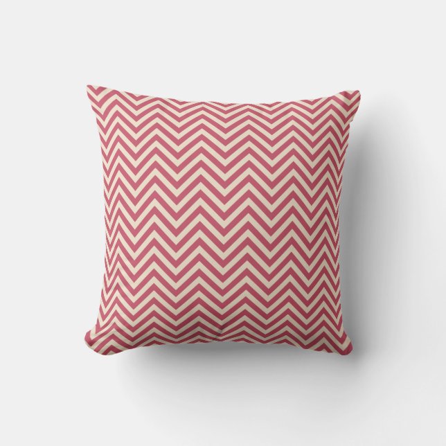 Pink Off-White Chevron Geometric Pattern Cushion (Front)