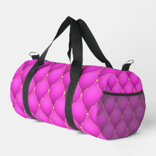 Pink Ogee Gold Diamonds Tufted Duffle Bag