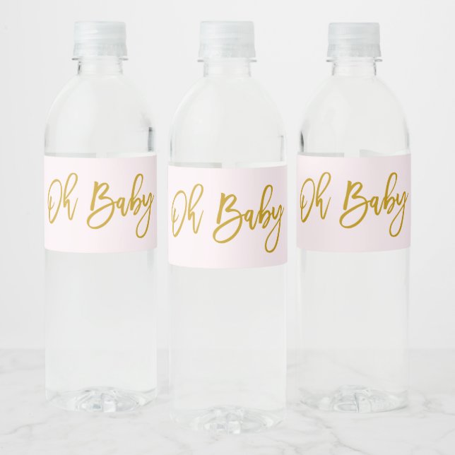 Pink Oh Baby Girl Baby Shower  Water Bottle Label (Bottles)