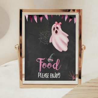Pink Oh Sheet Ghost Halloween Baby Food Sign