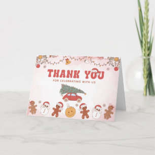 Pink Oh What Fun Christmas Party thank you card