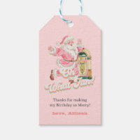 Pink oh What Fun, Retro Groovy Santa Claus Birthda