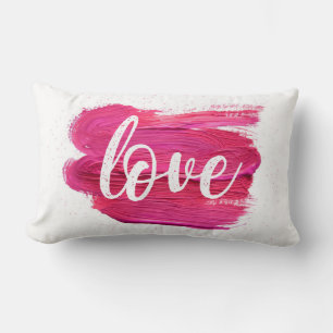 Pink Oil Paint Love quote Lumbar Cushion