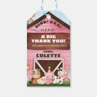 Pink Oink Baa Moo Farm Birthday Thank You