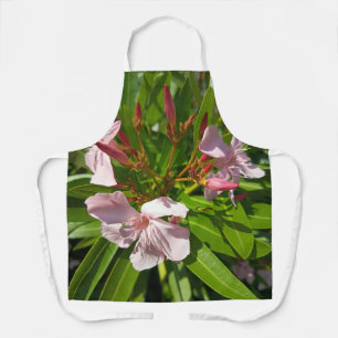 Pink Oleander Floral Garden Apron Botanical Kitche