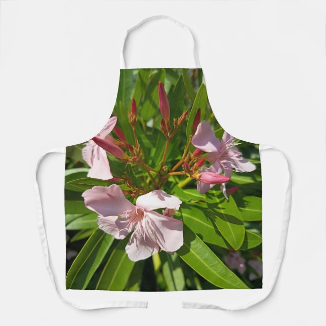 Pink Oleander Floral Garden Apron Botanical Kitche (Front)