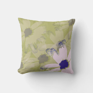 Pink Olive Green Daisy Floral Art Cushion