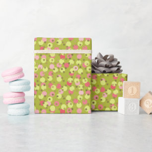 pink, olive, pale gold and Pea Green polka dots Wrapping Paper