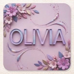Pink Olivia Pink Flowers Coaster Set