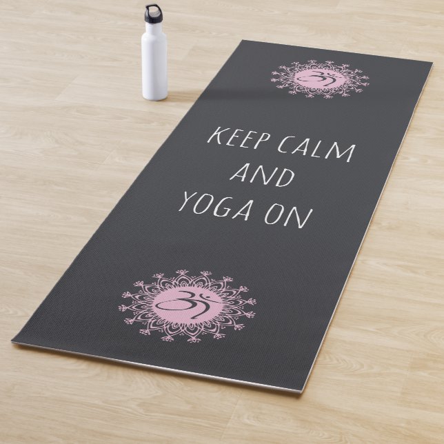Pink Om & Mandala Keep Calm and Yoga On Mat (In Situ)