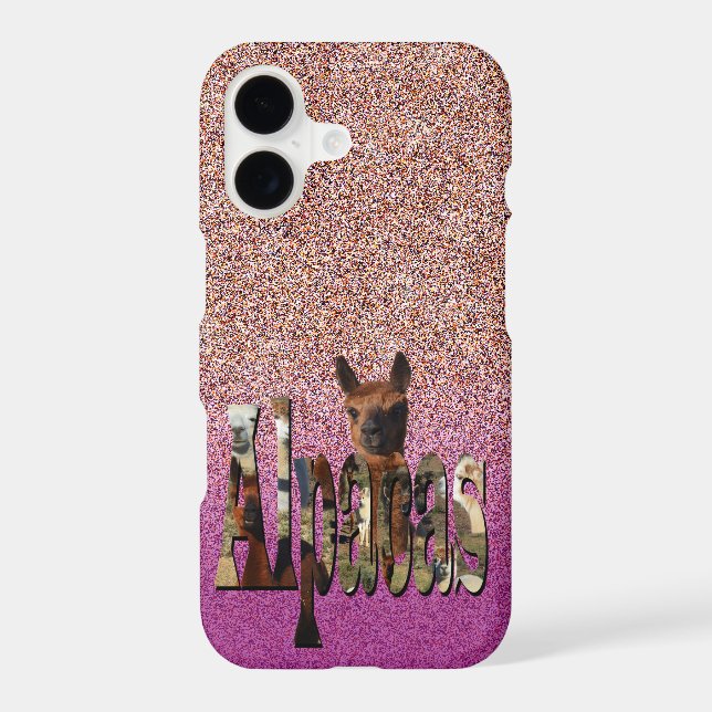 Pink Ombre Alpaca Design, iPhone Case (Back)