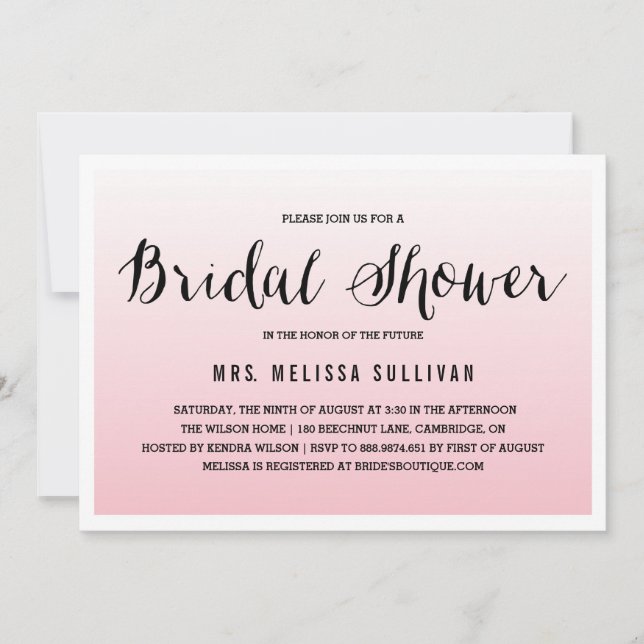 Pink Ombre | Bridal Shower Invitation (Front)