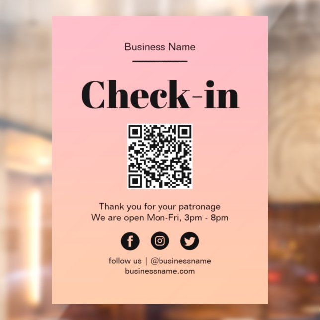 Pink Ombre Business Covid QR Code Check-In (Sheet 2)