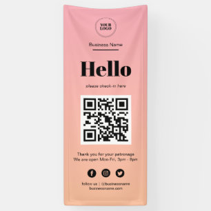 Pink Ombre Business Covid QR Code Check-In Banner