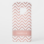 Pink Ombre Chevron Pattern Simple Modern Monogram Case-Mate Samsung Galaxy S9 Case<br><div class="desc">Protect your cell phone in style with this chic modern Samsung Galaxy S9 Case. Cover design features a pretty pink faux rose gold foil chevron zig-zag pattern and stripe, and your name or other customised text in a simple white typography font. This elegant and trendy phone case makes a stylish...</div>