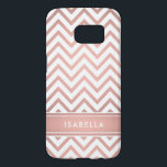 Pink Ombre Chevron Pattern Simple Modern Monogram<br><div class="desc">Protect your cell phone in style with this chic modern Samsung Galaxy S7 Case. Cover design features a pretty pink faux rose gold foil chevron zig-zag pattern and stripe, and your name or other customised text in a simple white typography font. This elegant and trendy phone case makes a stylish...</div>