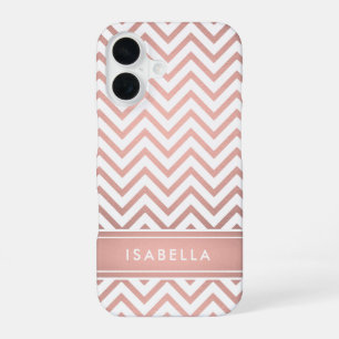 Pink Ombre Chevron Pattern Simple Modern Monogram iPhone 16 Case