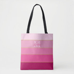 Pink Ombre Colour Block Personalised   Tote Bag