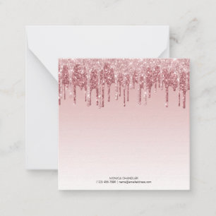 Pink Ombré Dripping Glitter Monogram  Card