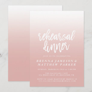 Pink Ombre Elegant Rehearsal Dinner Invitations