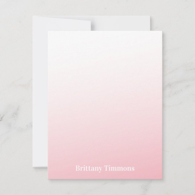 Pink Ombre Flat Note Card (Front)