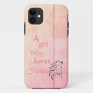 Pink Ombré Girl Who Loves Horses Script Girly Case-Mate iPhone Case