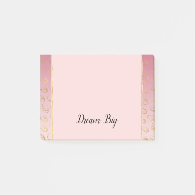 Pink Ombre Gold Chic Circles Post-it Notes (Front)