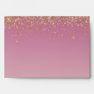 Pink Ombre Gold Glitter Envelope