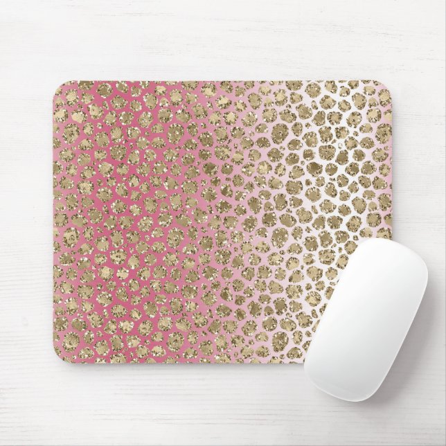 Pink Ombre Gold Glitter Glitzy Leopard Print      Mouse Pad (With Mouse)