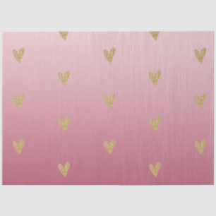 Pink Ombre Gold Glitter Heart Tissue Paper