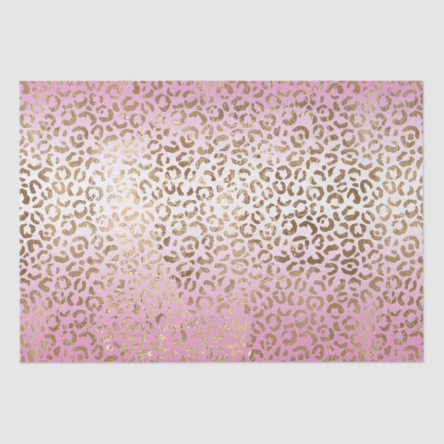 Pink Ombre Gold Leopard Print      Tissue Paper (Front)
