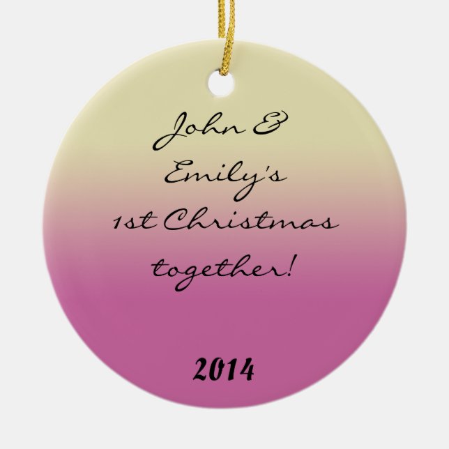 Pink Ombre Gradient Fad Personalised Name Ornament (Front)