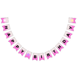 Pink Ombre Gradient Happy Birthday Bunting