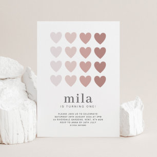 Pink Ombre Hearts Birthday Invitation