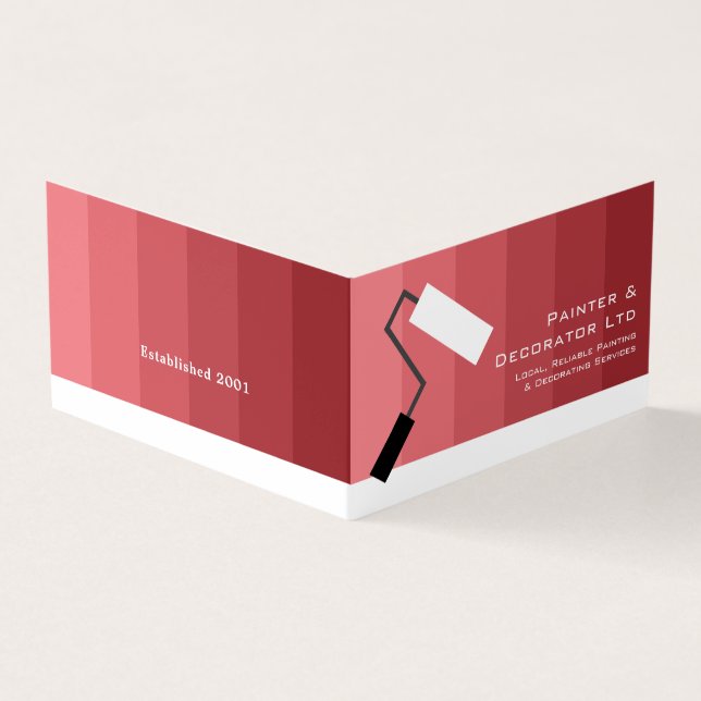 Pink Ombre & Paint Roller, Painter & Decorator Business Card (Outside)