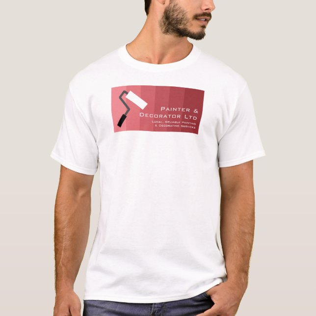 Pink Ombre & Paint Roller, Painter & Decorator T-Shirt (Front)