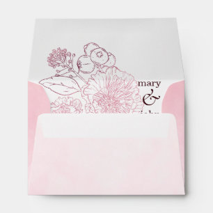 Pink Ombre Rose Botanical Tracery Envelope