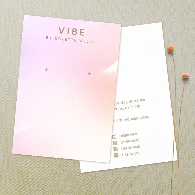 Pink Ombre Watercolor Earring Display Business Card (Creator Uploaded)