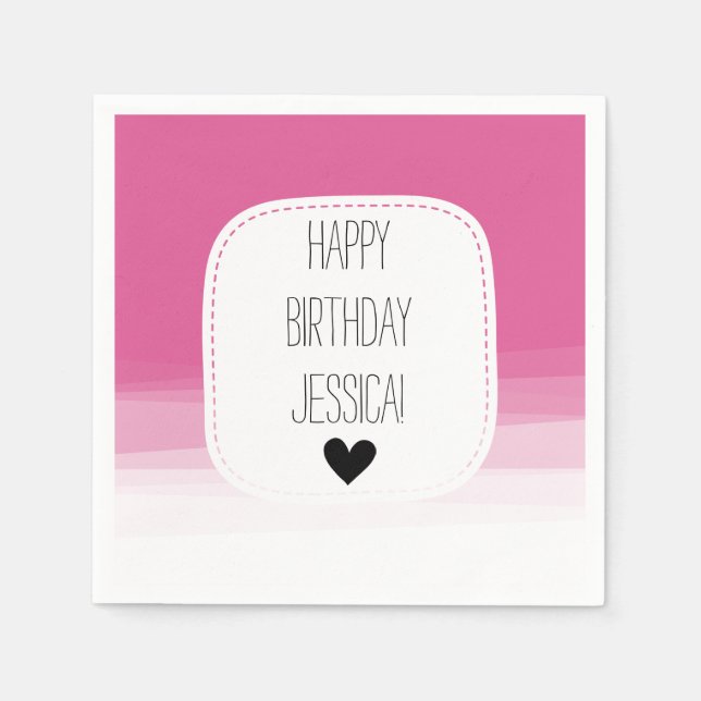 Pink Ombre Watercolor Napkin (Front)