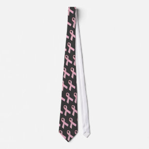 Pink On Black Breast Cancer Awareness Ribbon Tie
