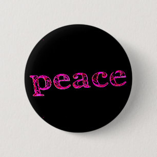 pink on black peace 6 cm round badge