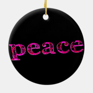 pink on black peace ceramic tree decoration