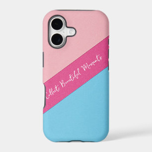 Pink on blue background IPhone Case