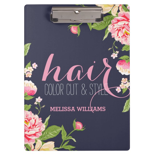 Pink On Blue Flowers Frame Clipboard (Front)