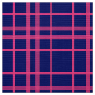 Pink On Blue Plaid Lines Design  Fabric