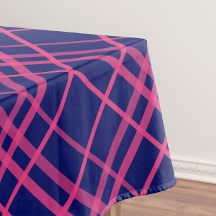 Pink On Blue Plaid Lines Design  Tablecloth