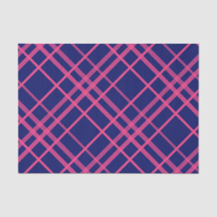 Pink On Blue Plaid Lines Design  Tissue Paper