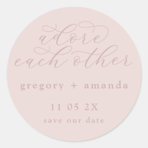 Pink on Blush Elegant Calligraphy Lettering Classic Round Sticker