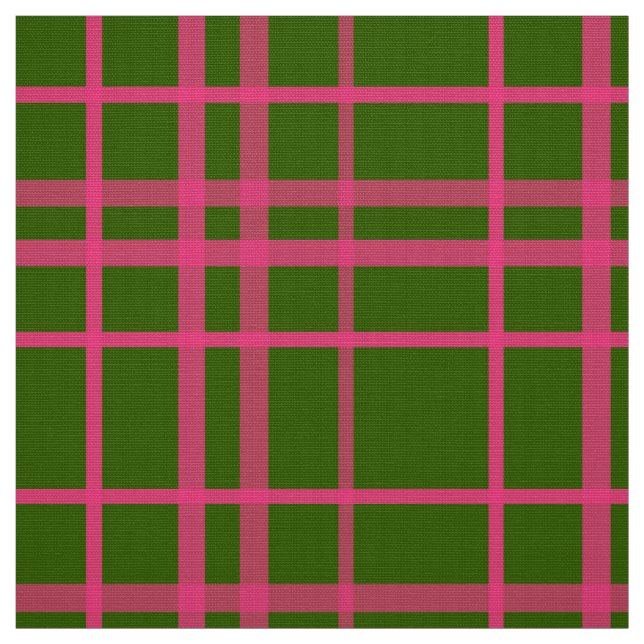 Pink On Green Plaid Lines Design  Fabric (Swatch)